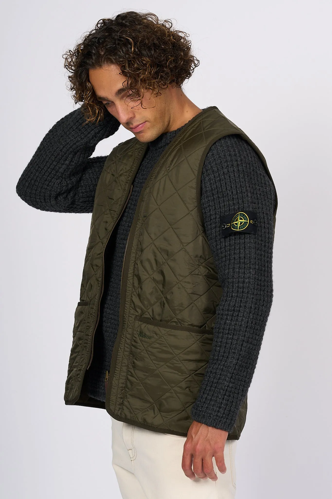 Barbour Gilet Polarquilt Verde Uomo