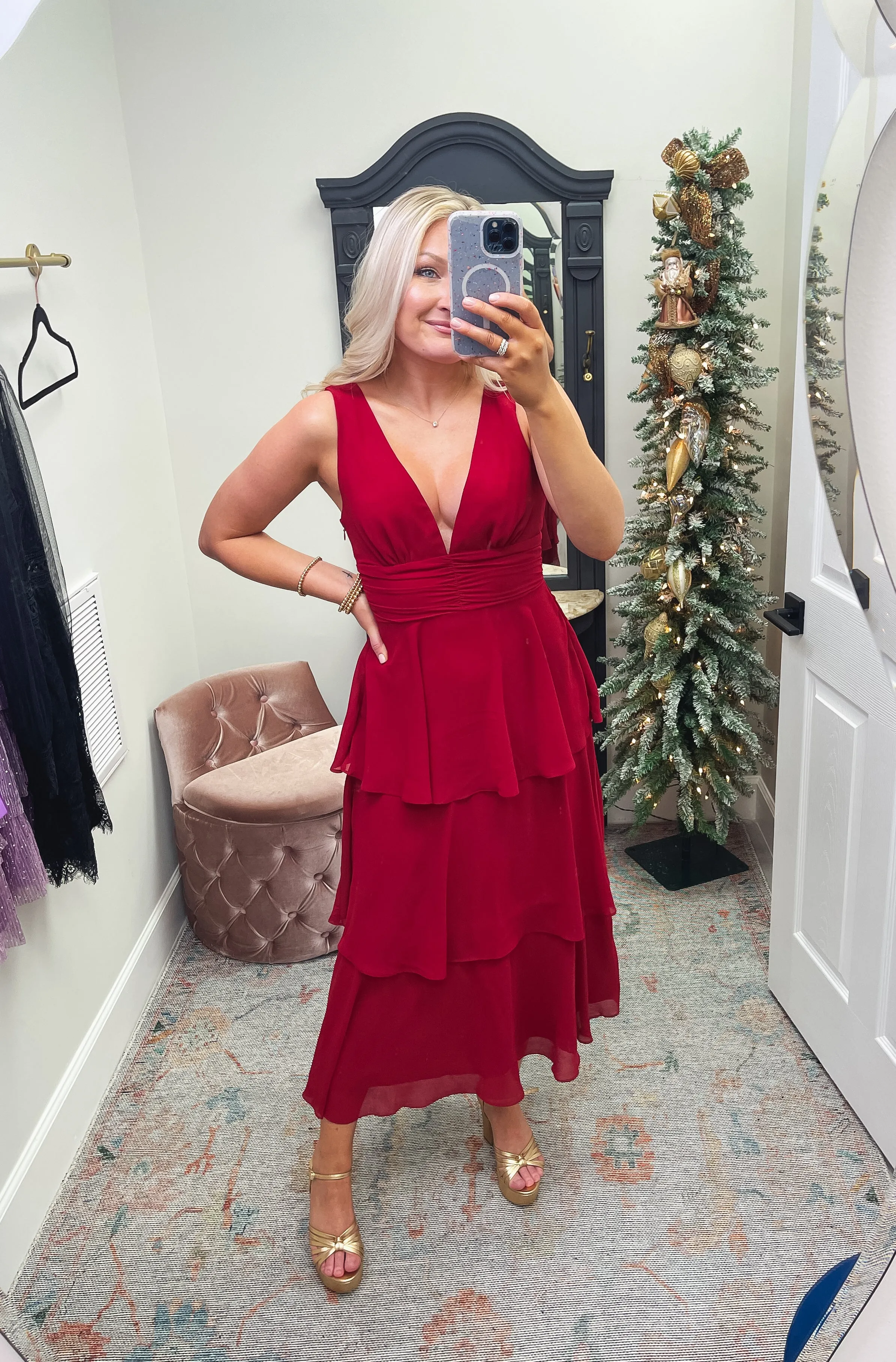 Berry Tiered Midi Dresss