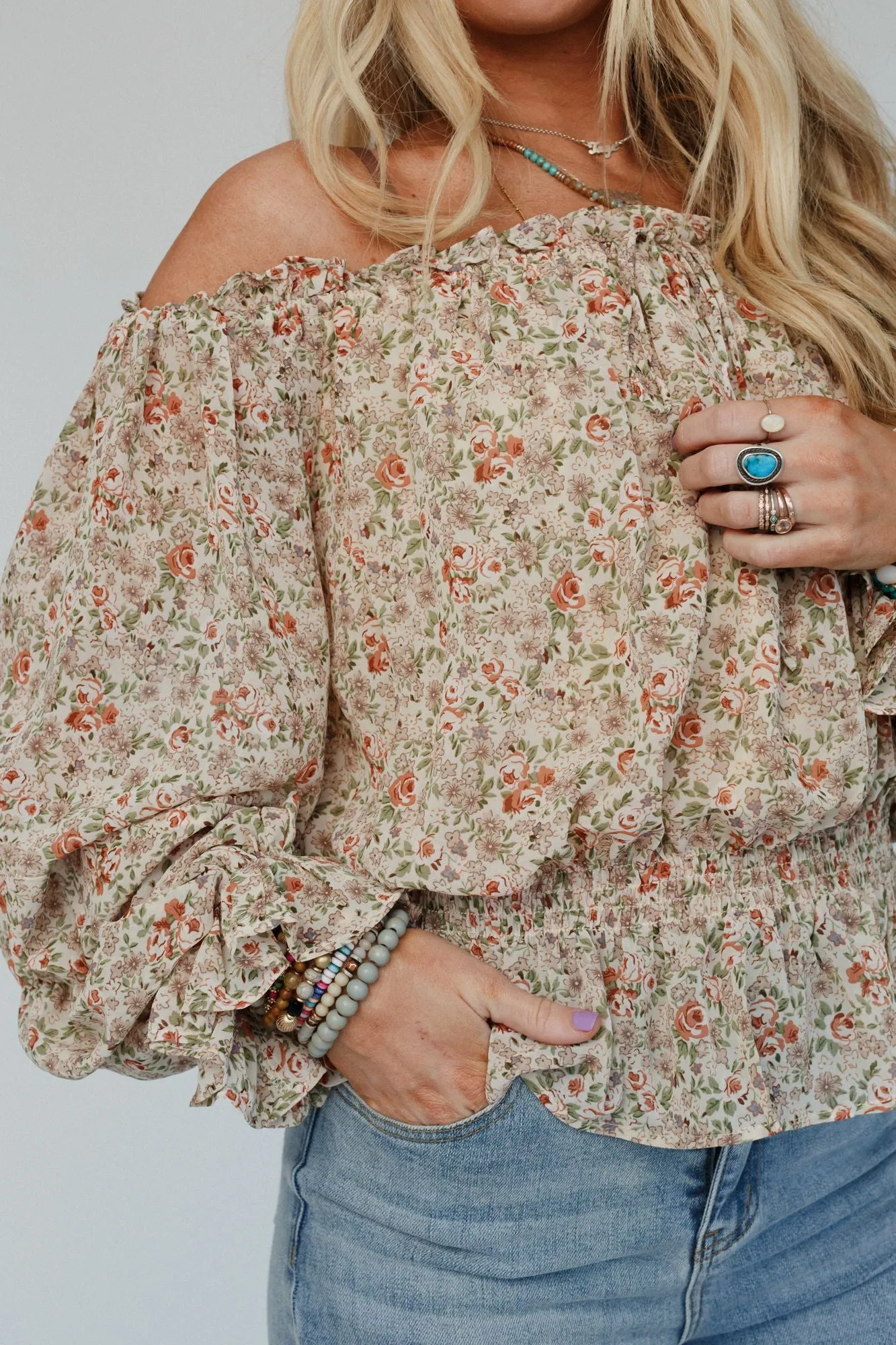 Blooms In Breeze Top - Cream