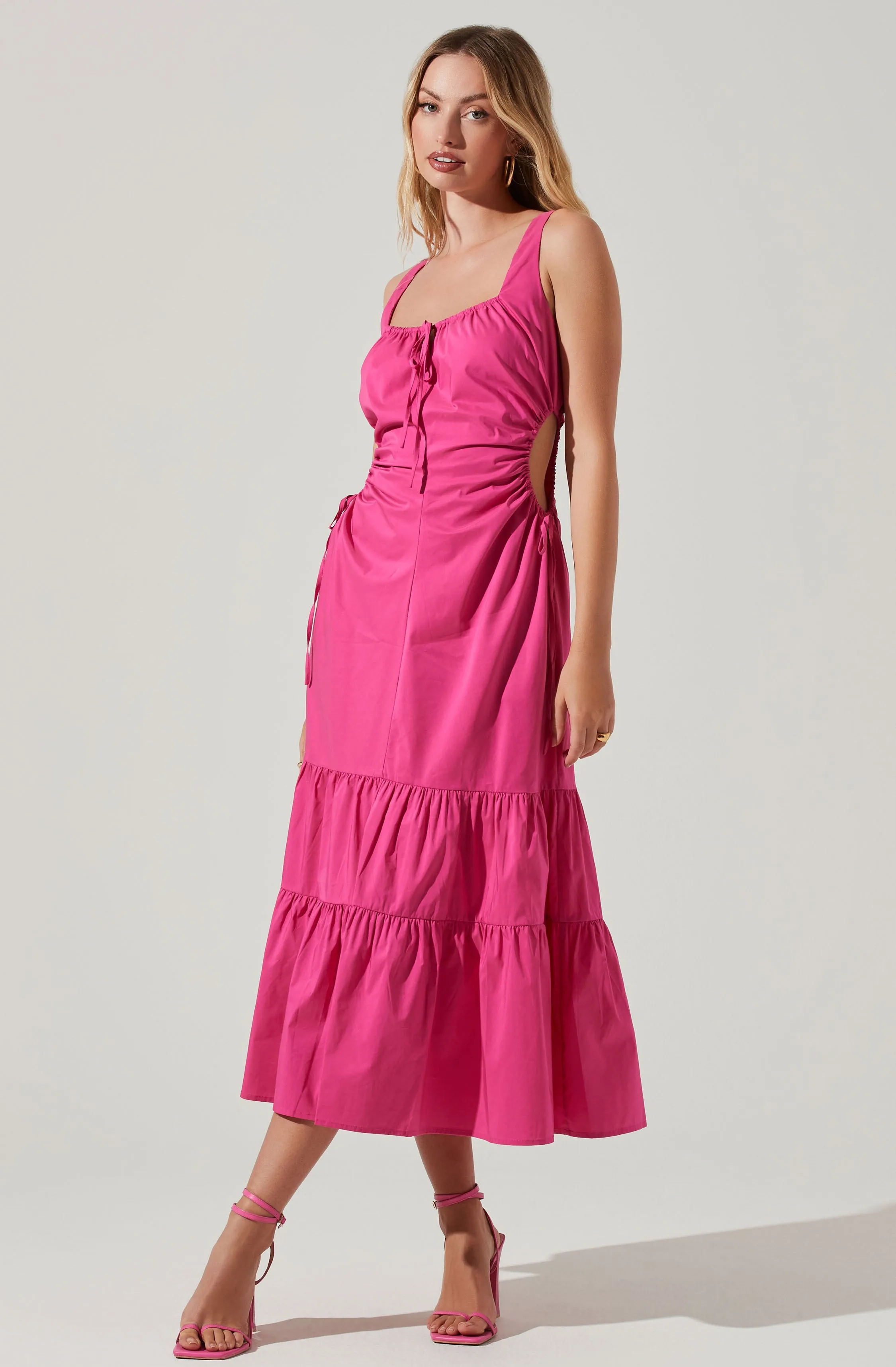 Bridget Side Cutout Tiered Midi Dress