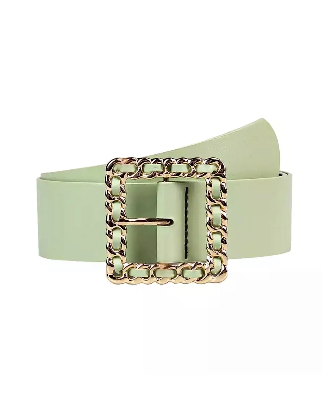 Brown Chain Buckle PU Leather Belt