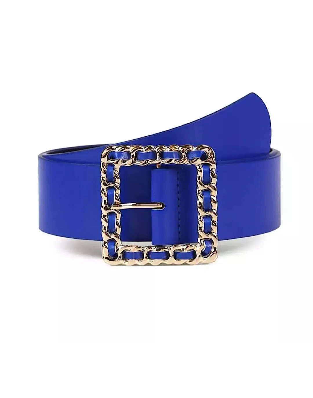 Chain Buckle PU Leather Belt