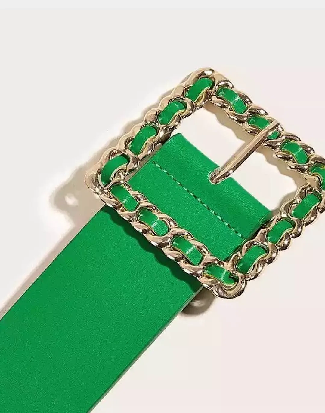 Chain Buckle PU Leather Belt