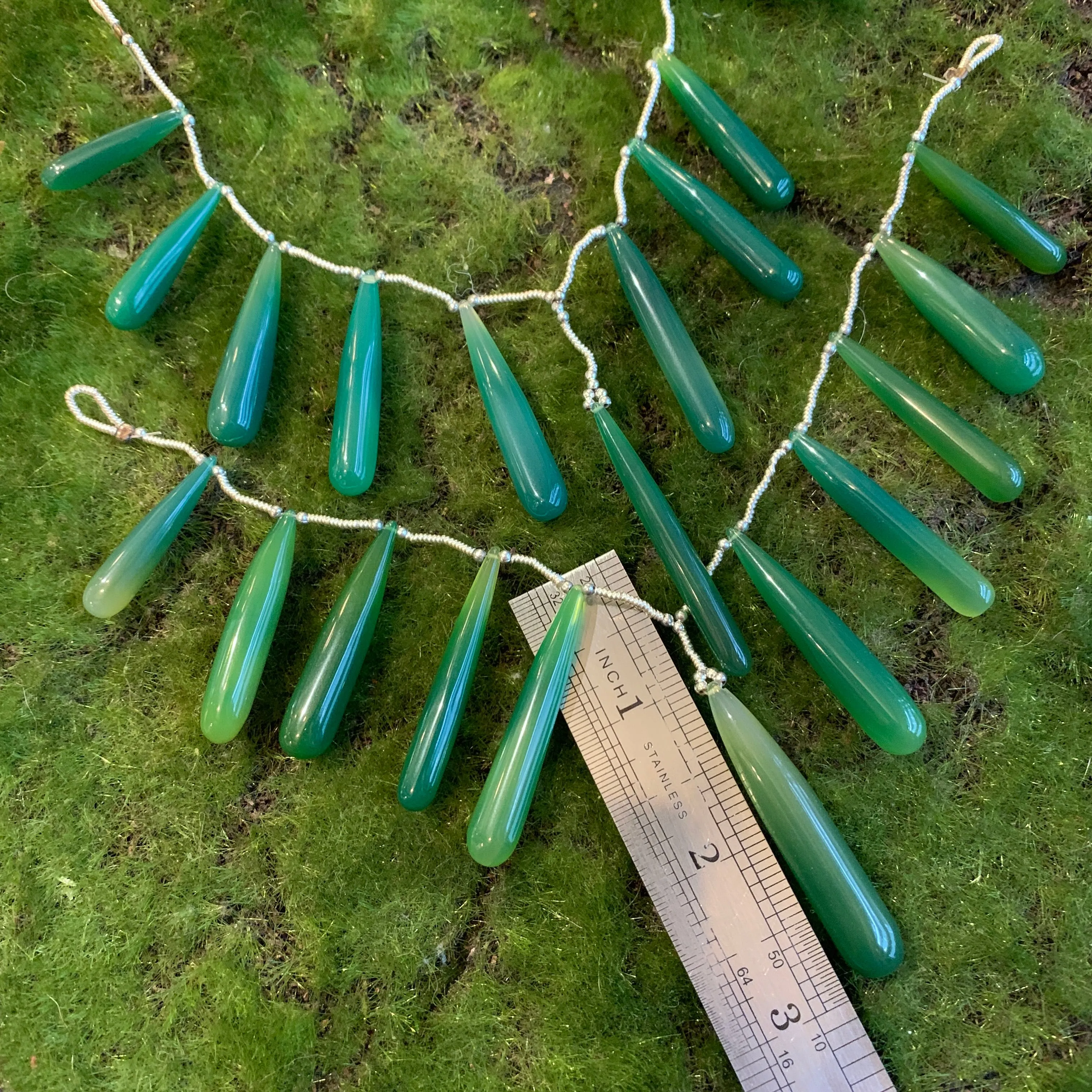 Chalcedony - Dyed Green Smooth Drops