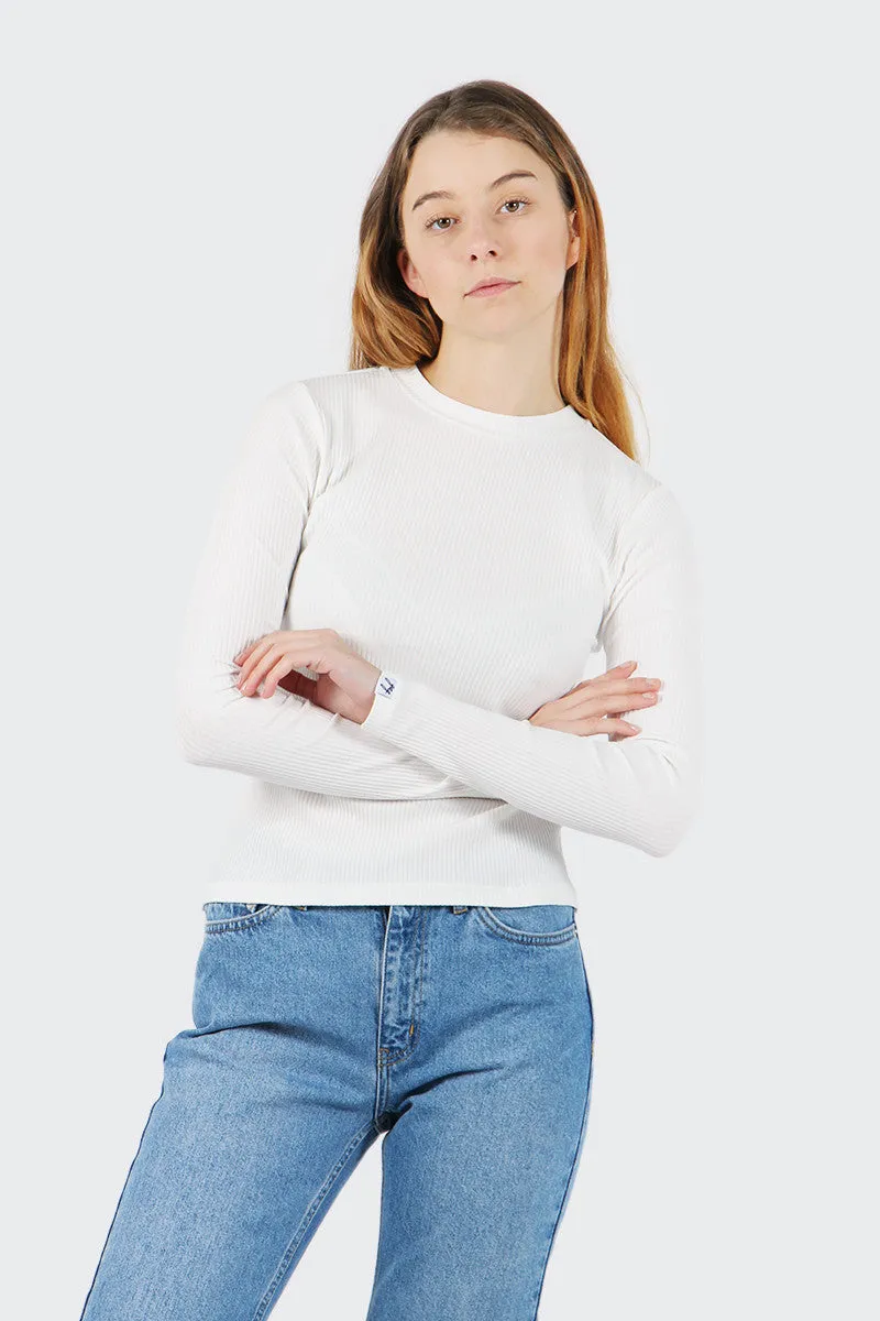 Classic Ribbed Long Sleeve T-Shirt - white