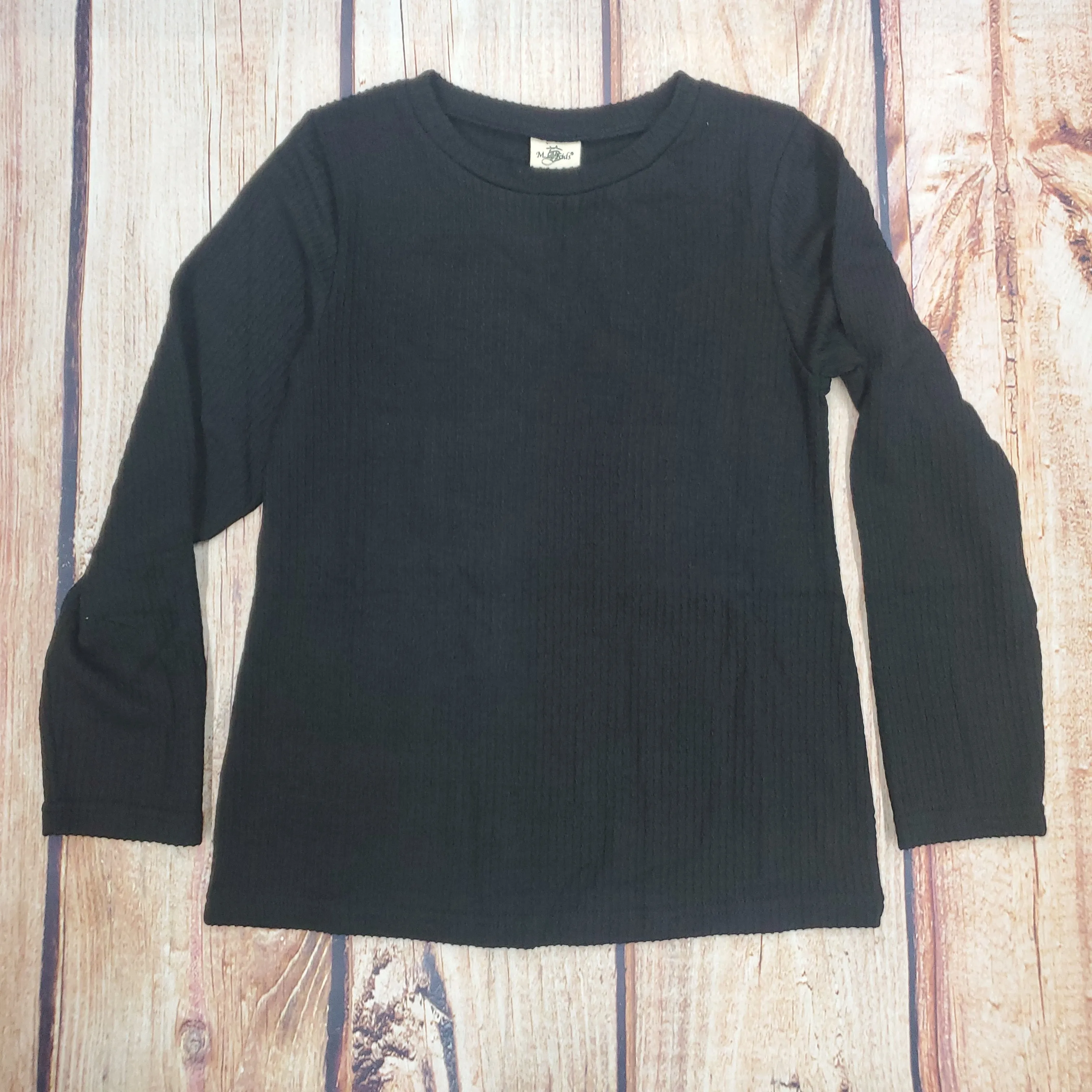 CLEARANCE ML KIDS BLACK RIBBED LONG SLEEVE TOP