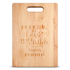 Cooking is Love Personalized Maple Cutting Board