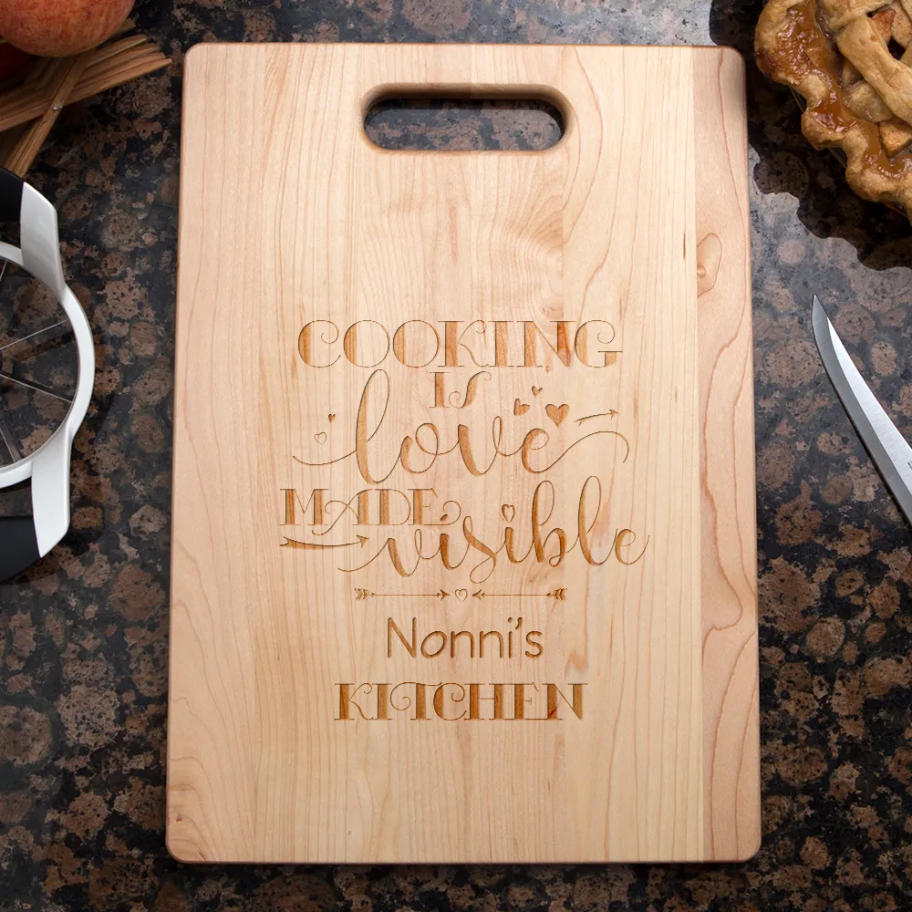 Cooking is Love Personalized Maple Cutting Board