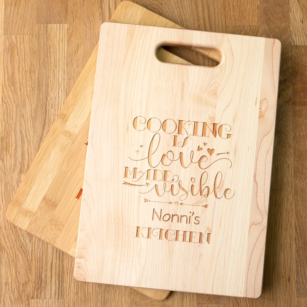 Cooking is Love Personalized Maple Cutting Board