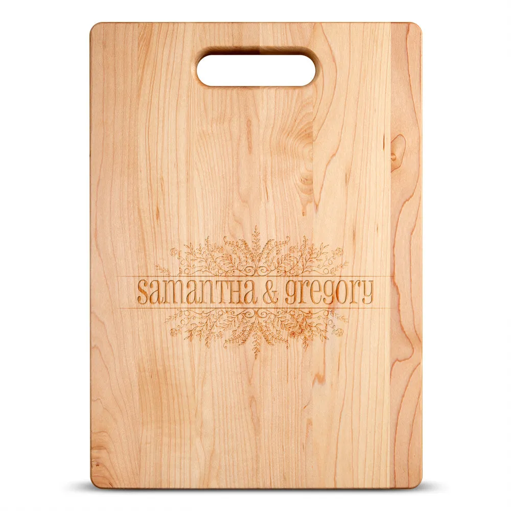 Couple Flora Personalized Maple Cutting Board