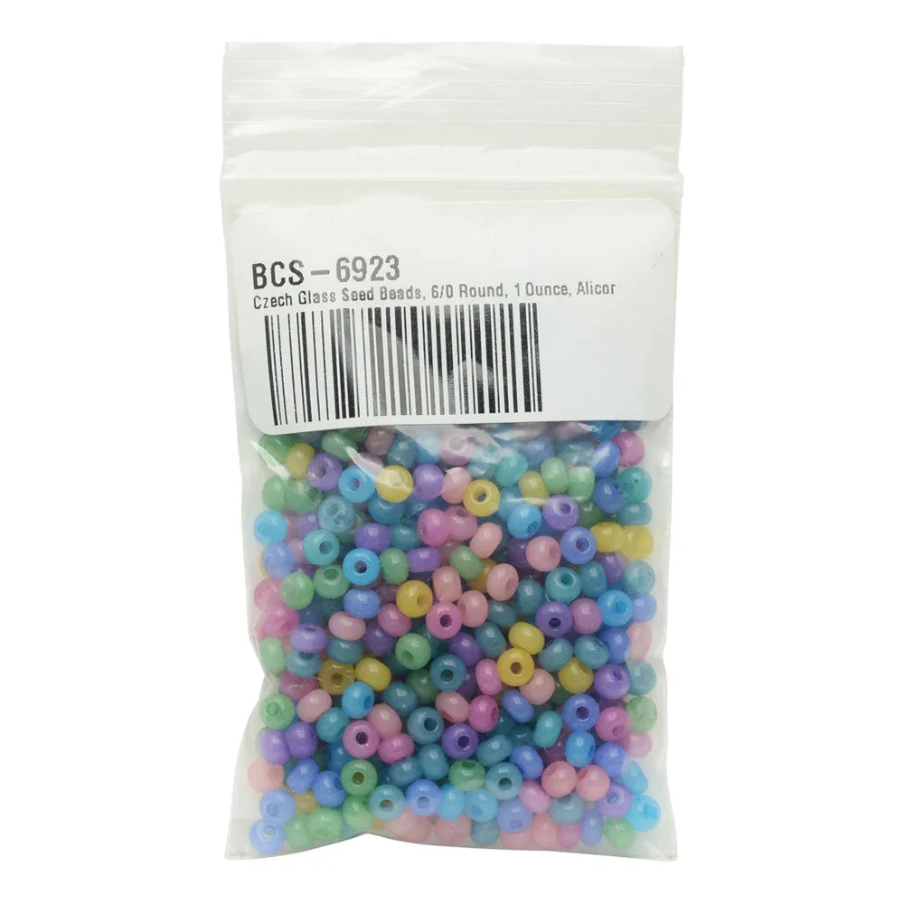 Czech Glass Seed Beads, 6/0 Round, Alicorn Mix (1 Ounce)