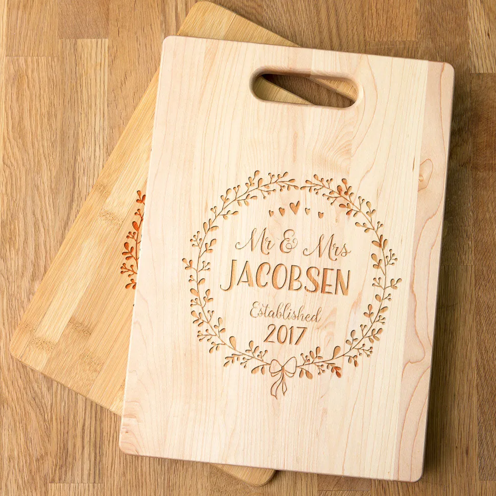 Doodle Frame Personalized Maple Cutting Board