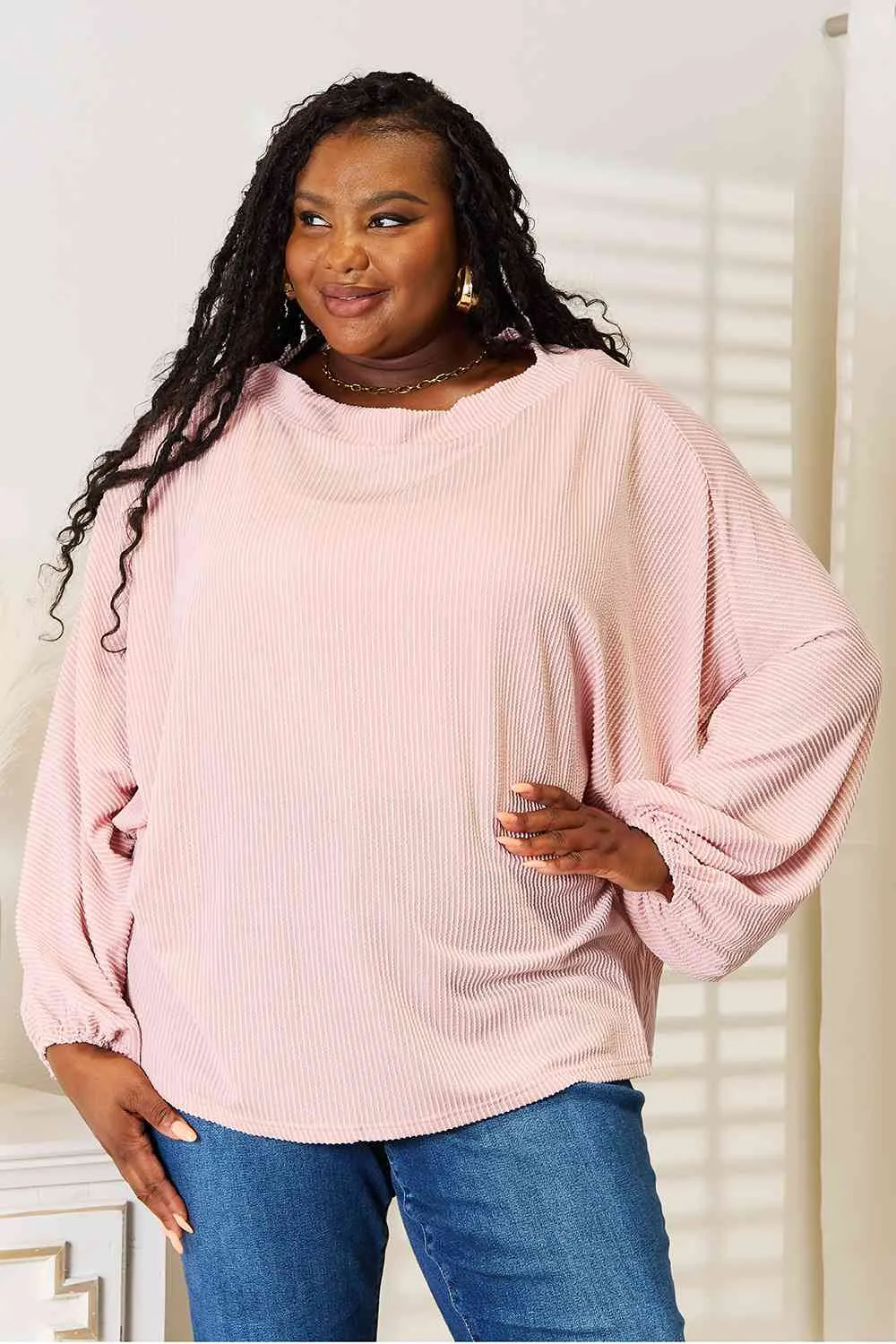 Double Take Ribbed Long Sleeve Top