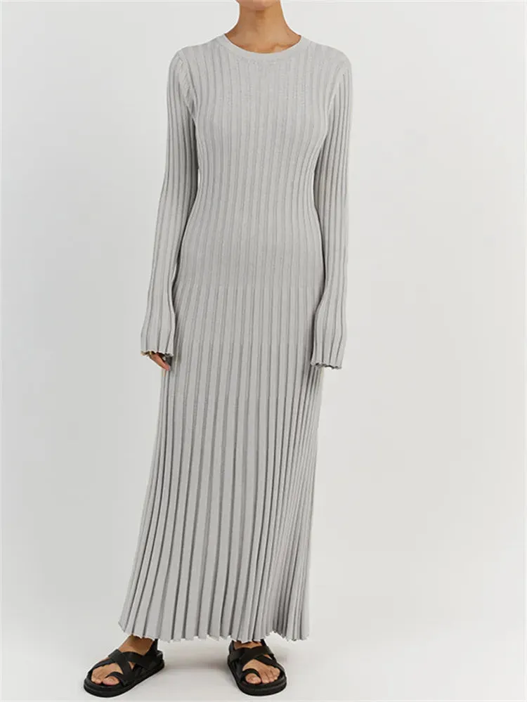 Elegant Ribbed Long Sleeve Bodycon Dresses