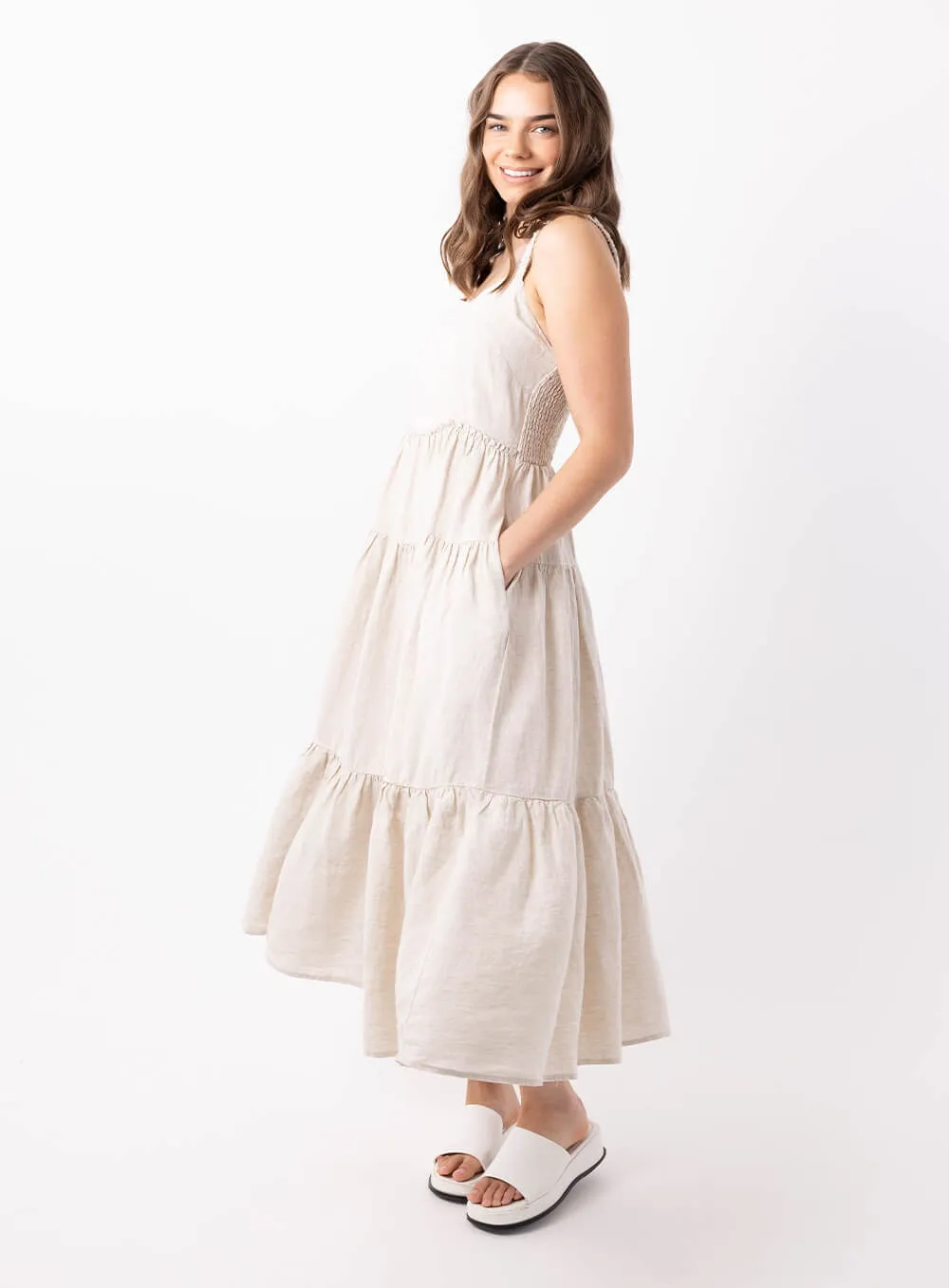 Finlay Linen Dress-BEIGE