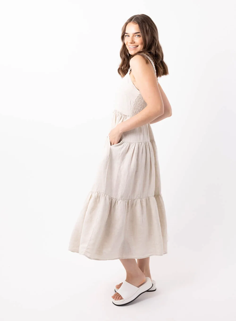 Finlay Linen Dress-BEIGE