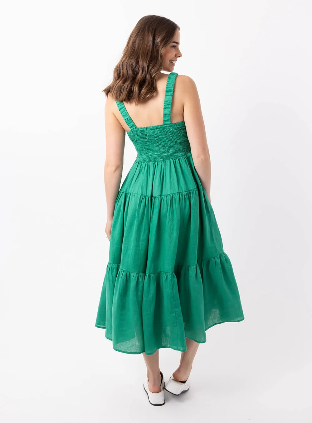 Finlay Linen Dress-GREEN