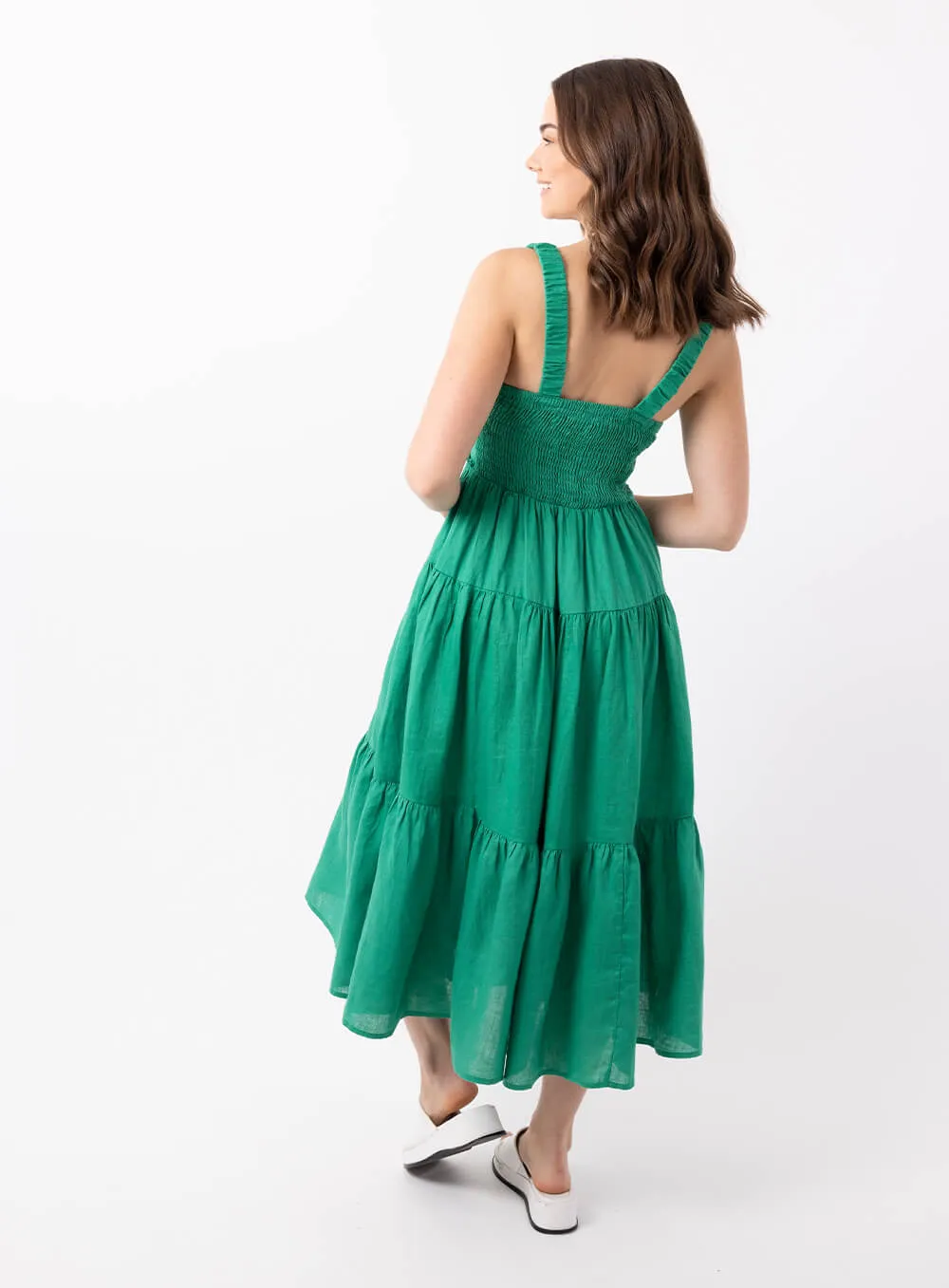 Finlay Linen Dress-GREEN