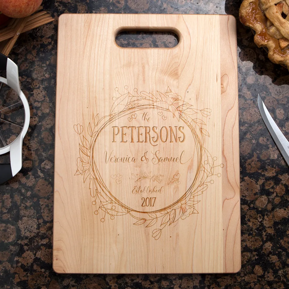 Floral Frame Personalized Maple Cutting Board