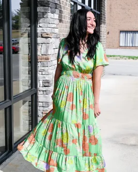 Gracious Green Floral Midi Dress