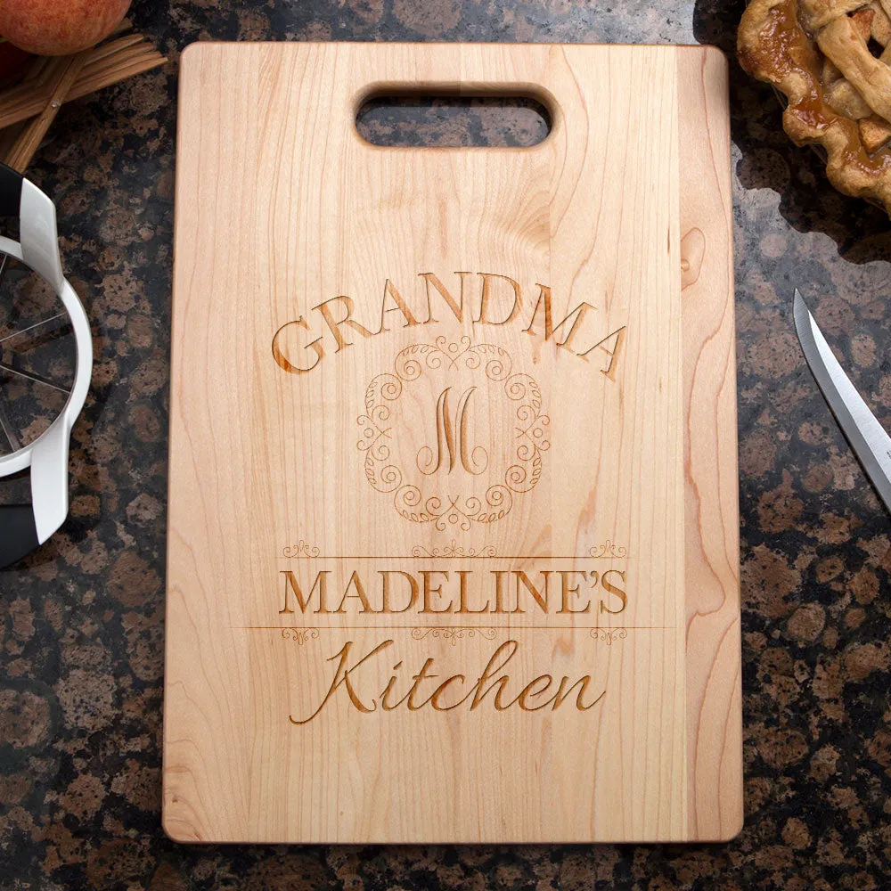 Grandma's Kitchen Monogram Personalized Maple Cutting Board