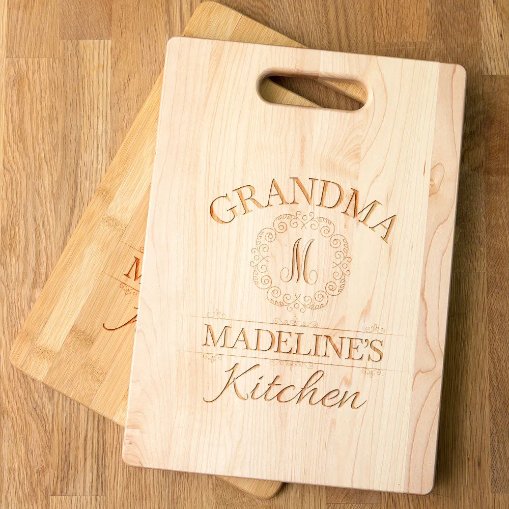 Grandma's Kitchen Monogram Personalized Maple Cutting Board