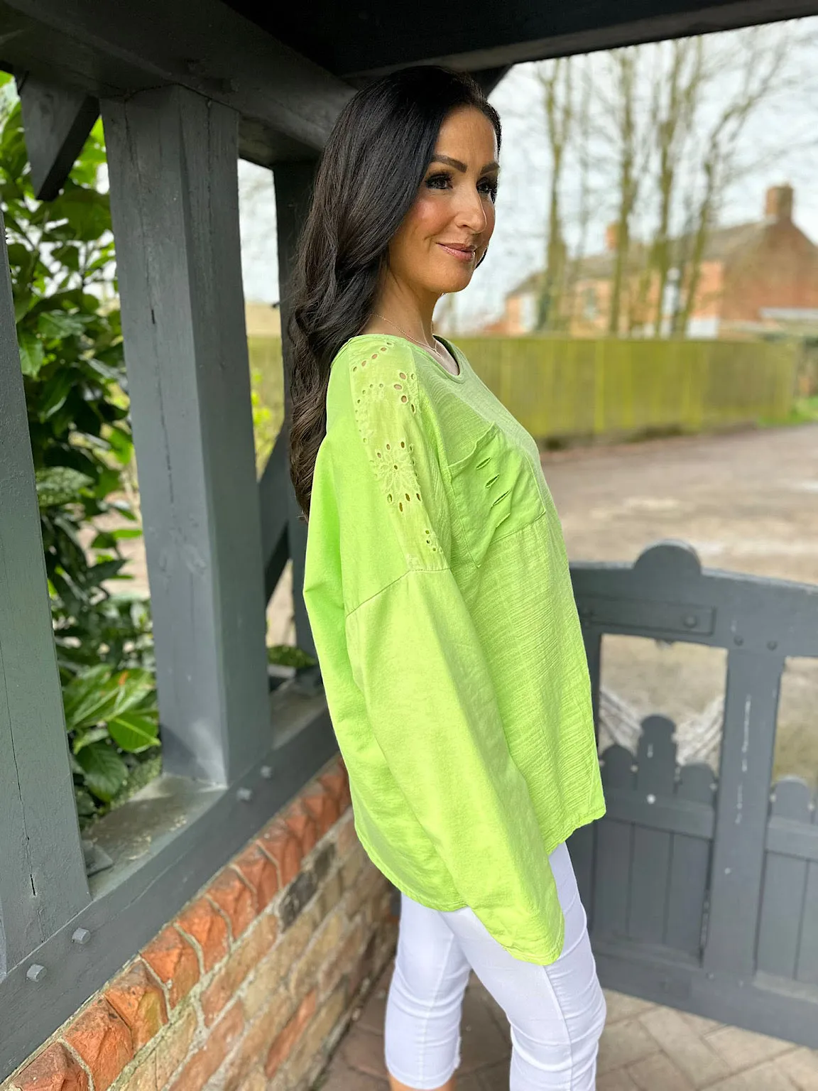 Green Diagonal Multi Textured Top Jodie