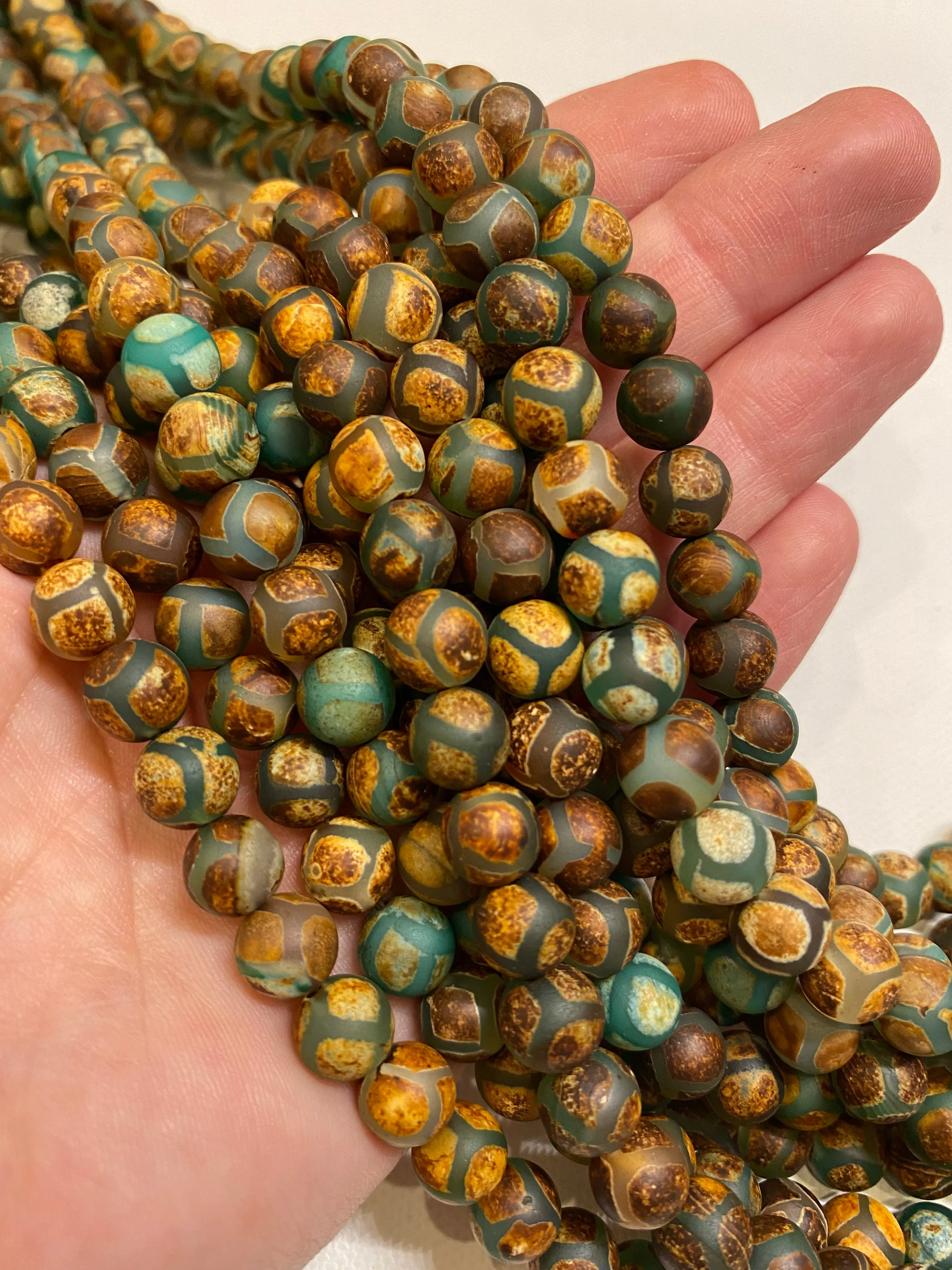 Green Tibetan Style Agate 8mm