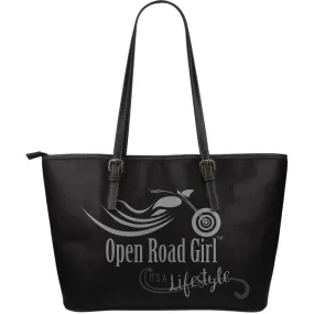 GREY It's a Lifestyle Open Road Girl LARGE PU LEATHER Tote