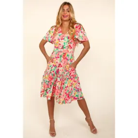 Haptics Tiered Floral Midi Dress with Pockets