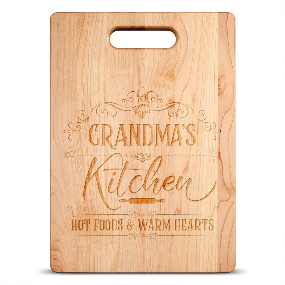 Hot Foods and Warm Hearts Personalized Maple Cutting Board