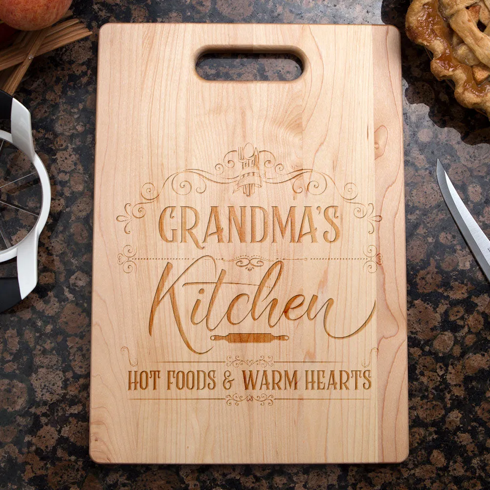 Hot Foods and Warm Hearts Personalized Maple Cutting Board