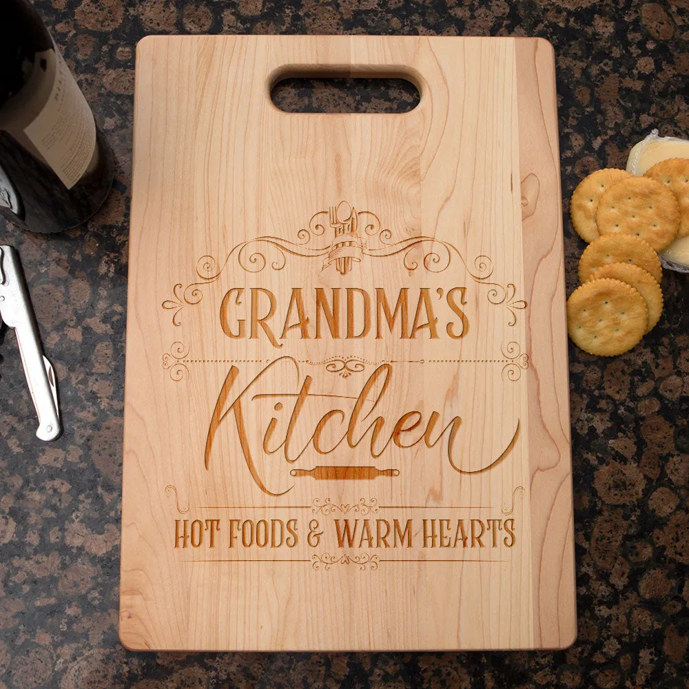 Hot Foods and Warm Hearts Personalized Maple Cutting Board