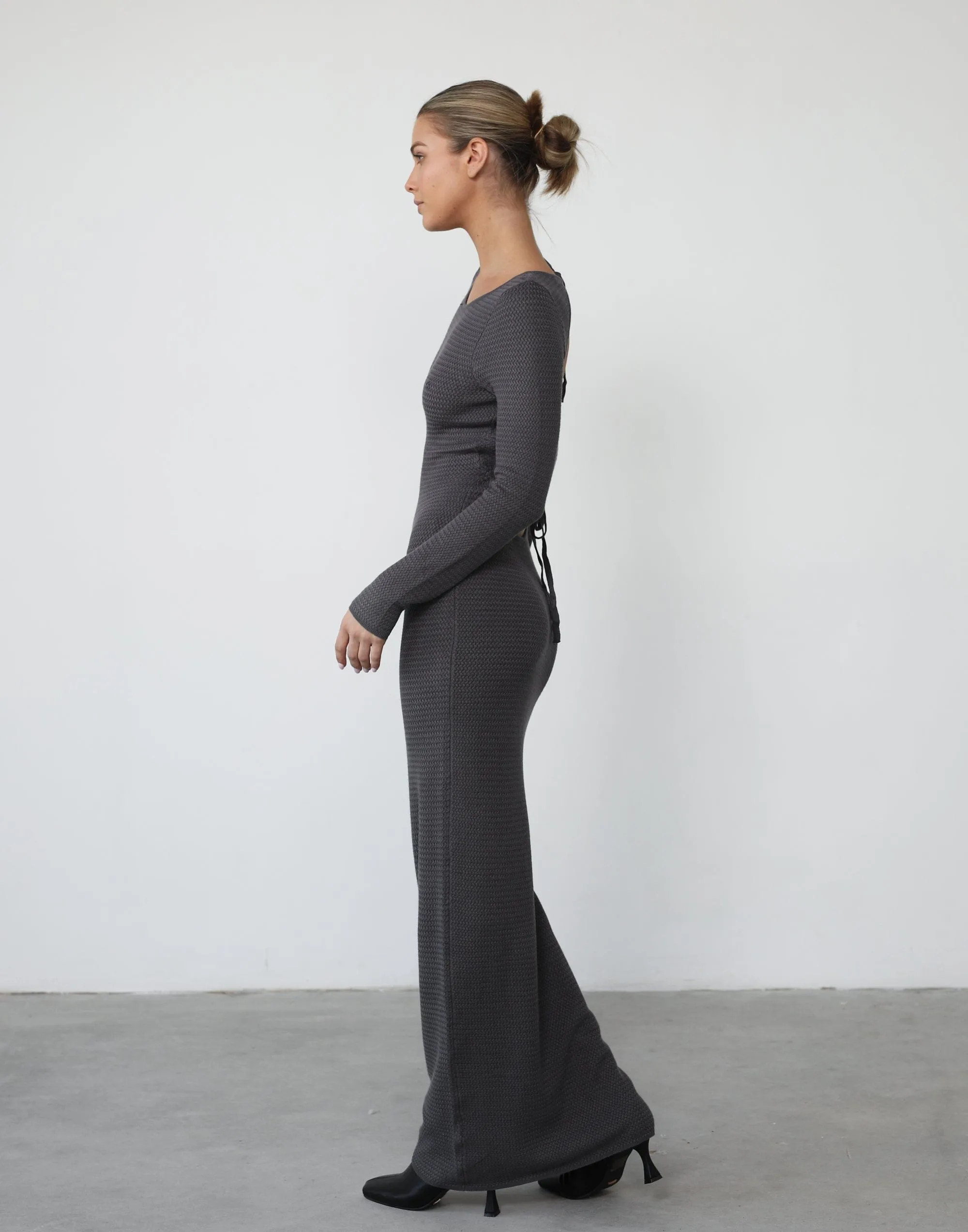 Jayda Long Sleeve Maxi Dress (Charcoal)