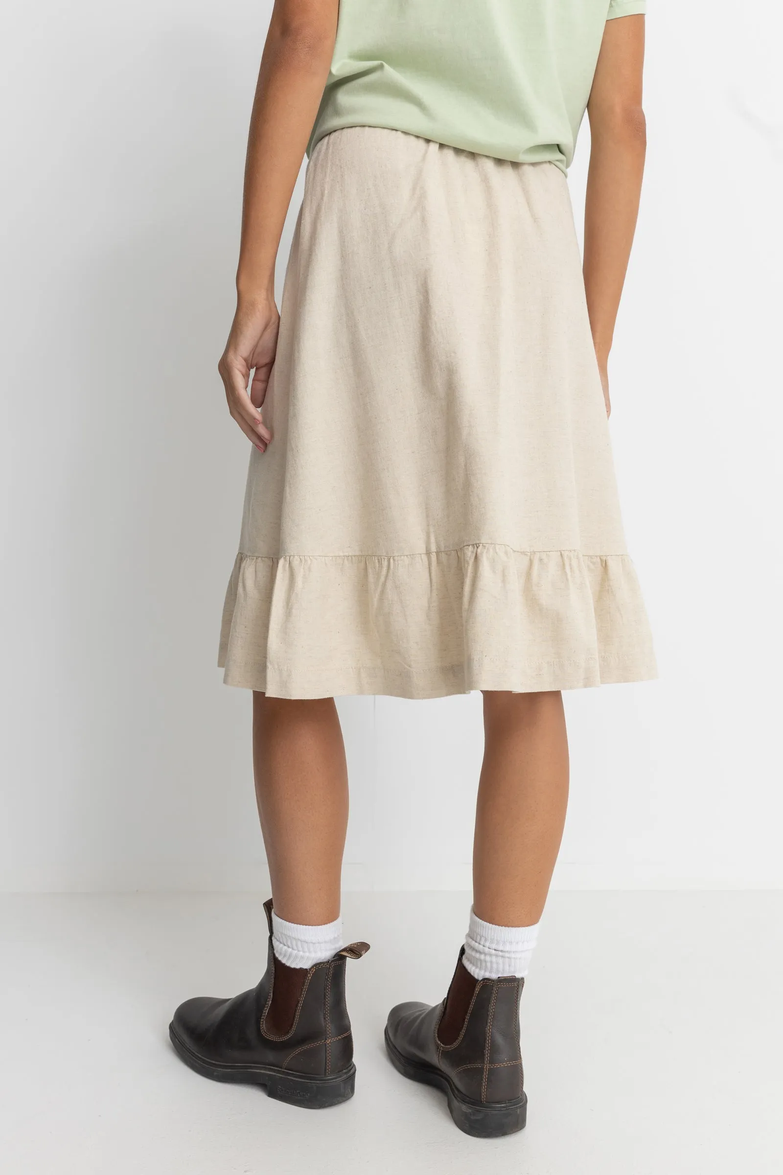 Jyoti Tiered Midi Skirt Natural