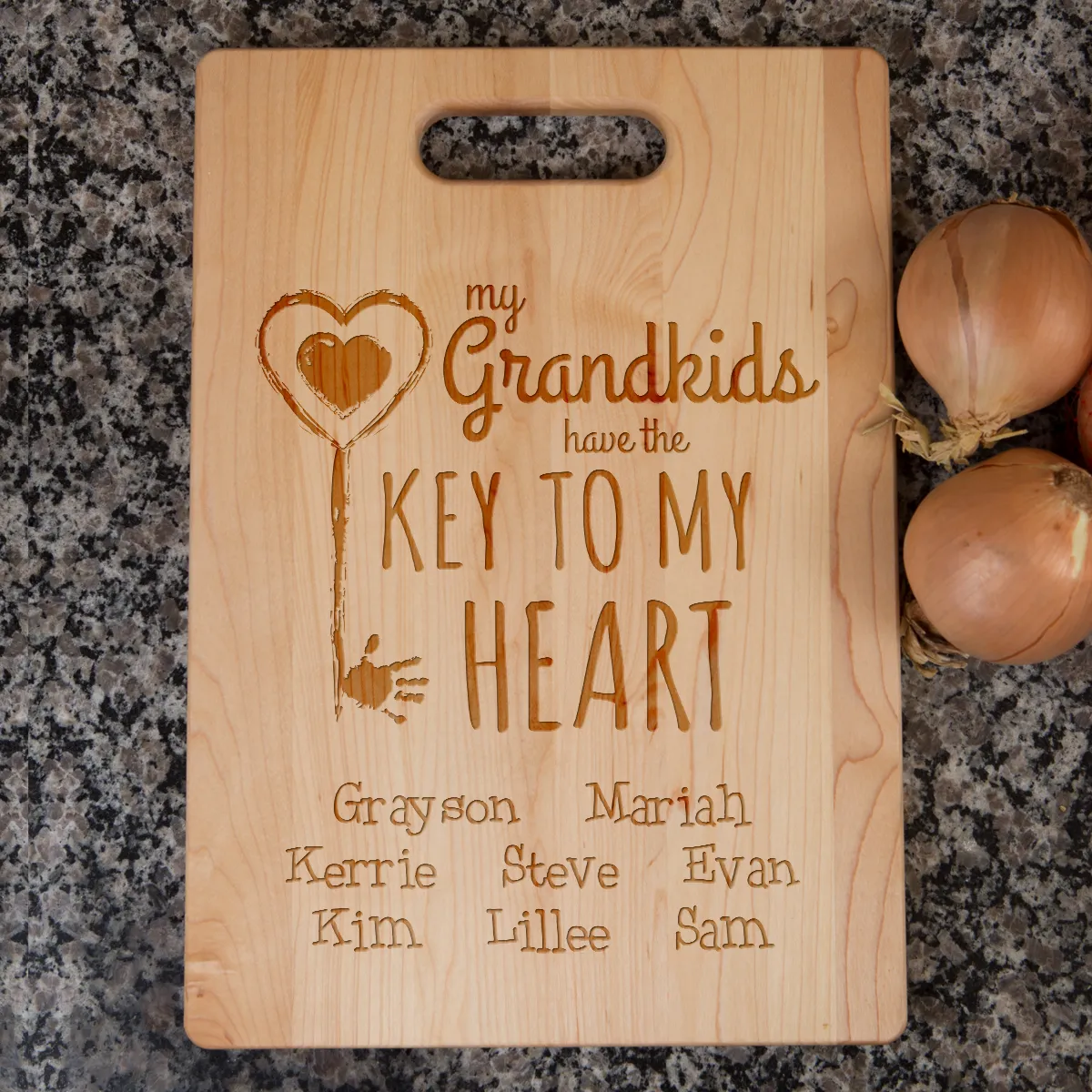 Key To Grandma's Heart Personalized Cutting Board