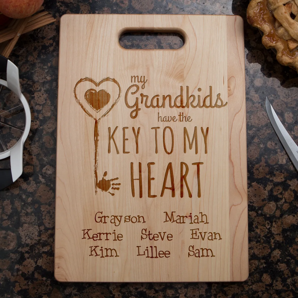 Key To Grandma's Heart Personalized Cutting Board