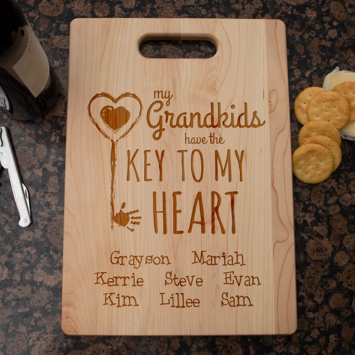 Key To Grandma's Heart Personalized Cutting Board