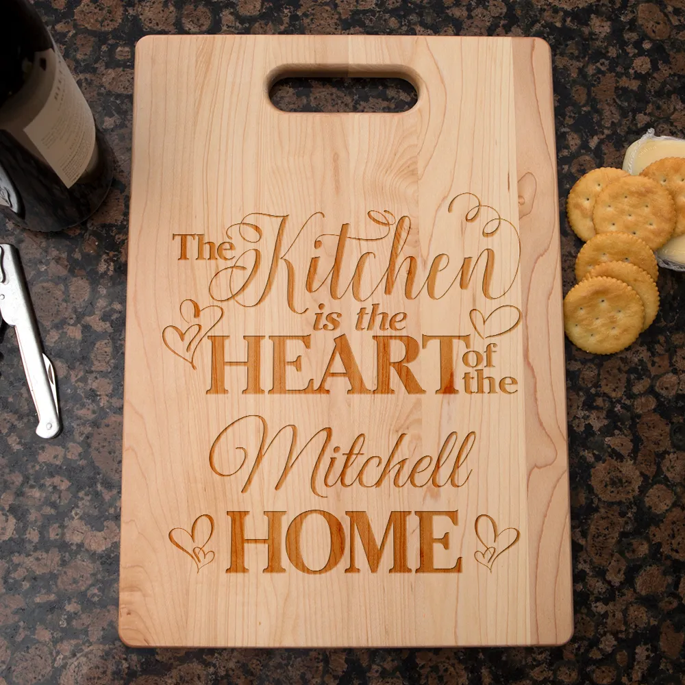 Kitchen Is the Heart of the Home Personalized Maple Cutting Board