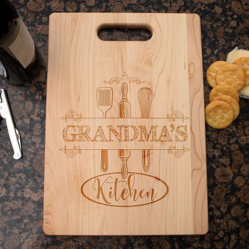 Kitchen Utensils Personalized Maple Cutting Board