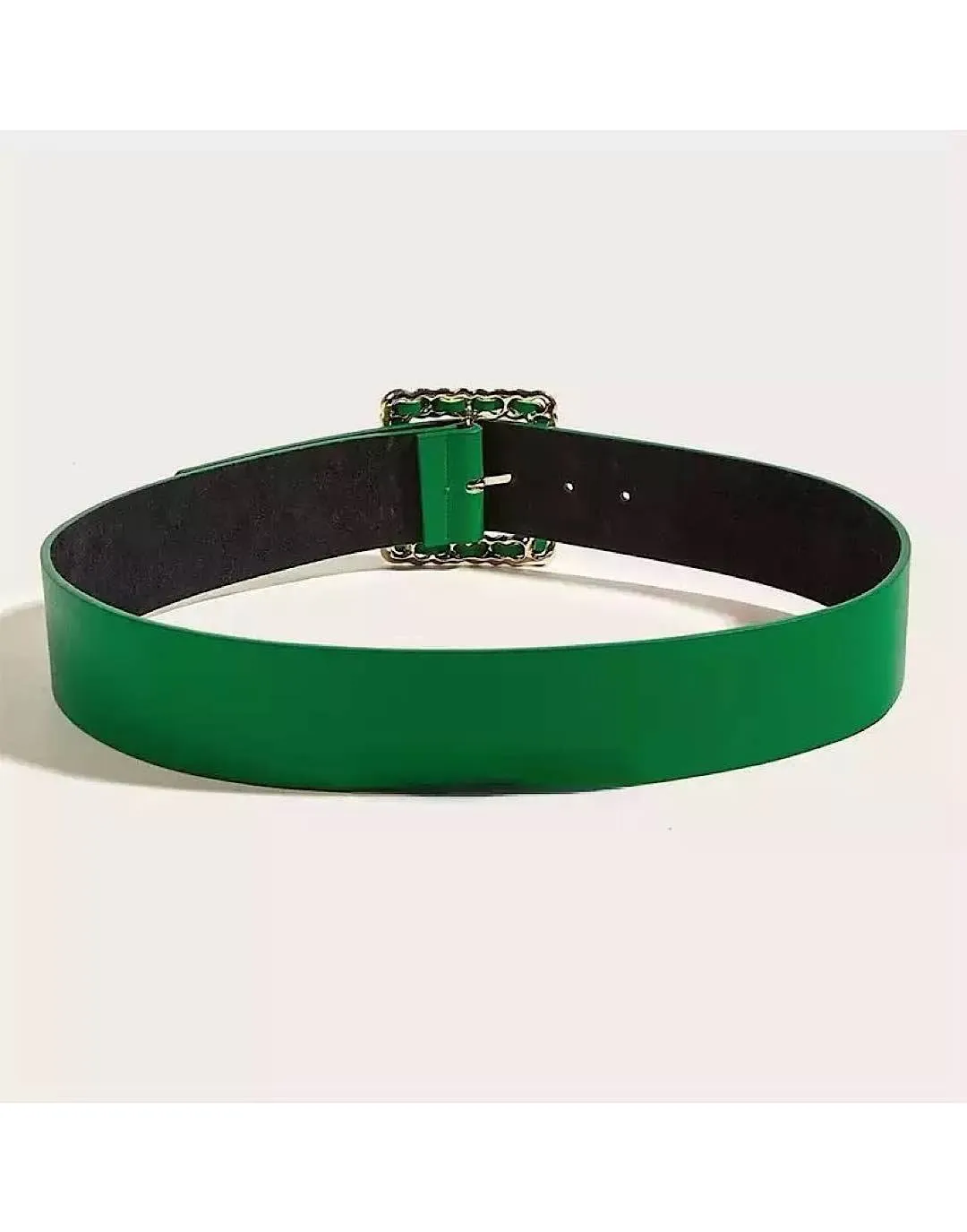 Light Green Chain Buckle PU Leather Belt