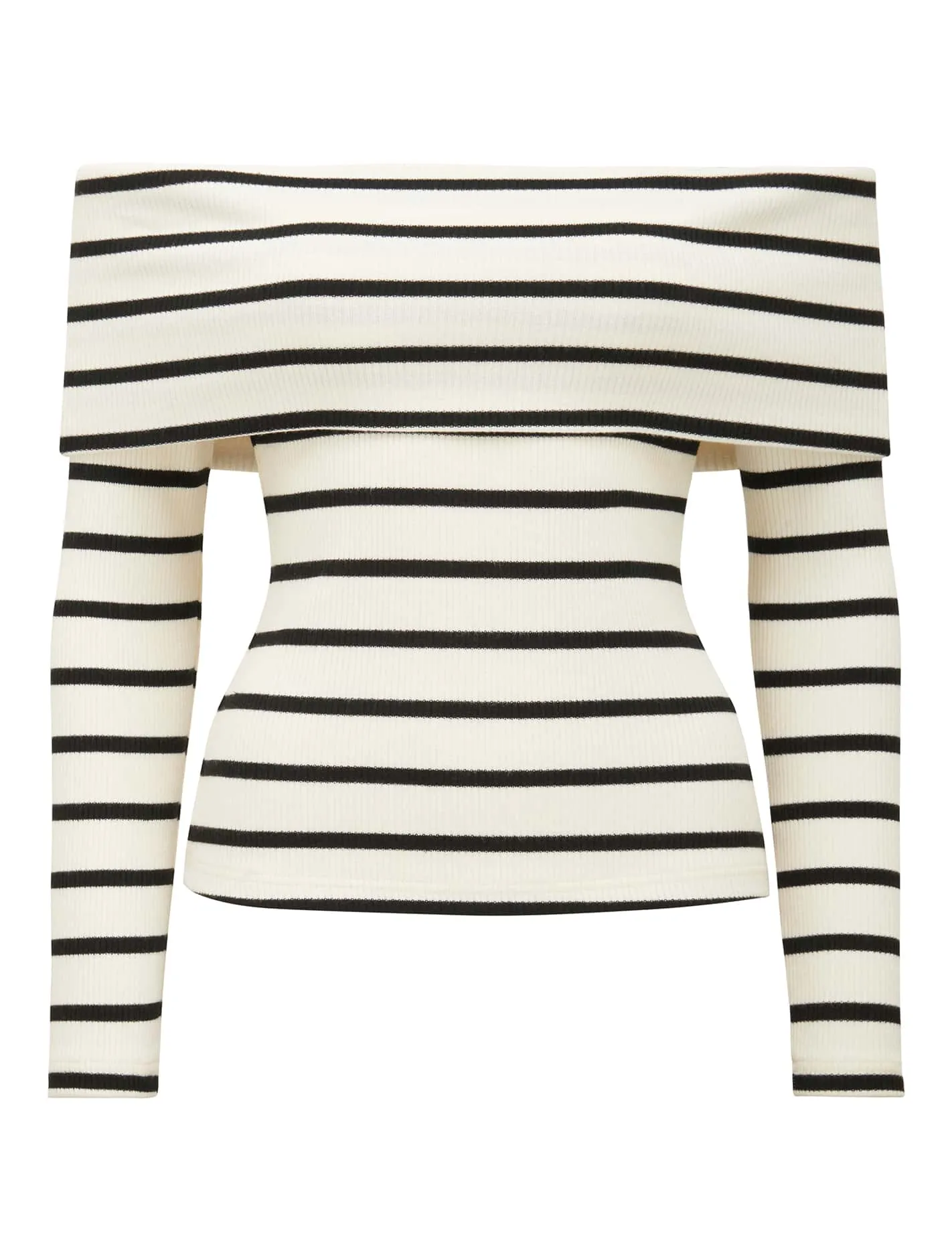 Louise Ribbed Long Sleeve Bardot Top