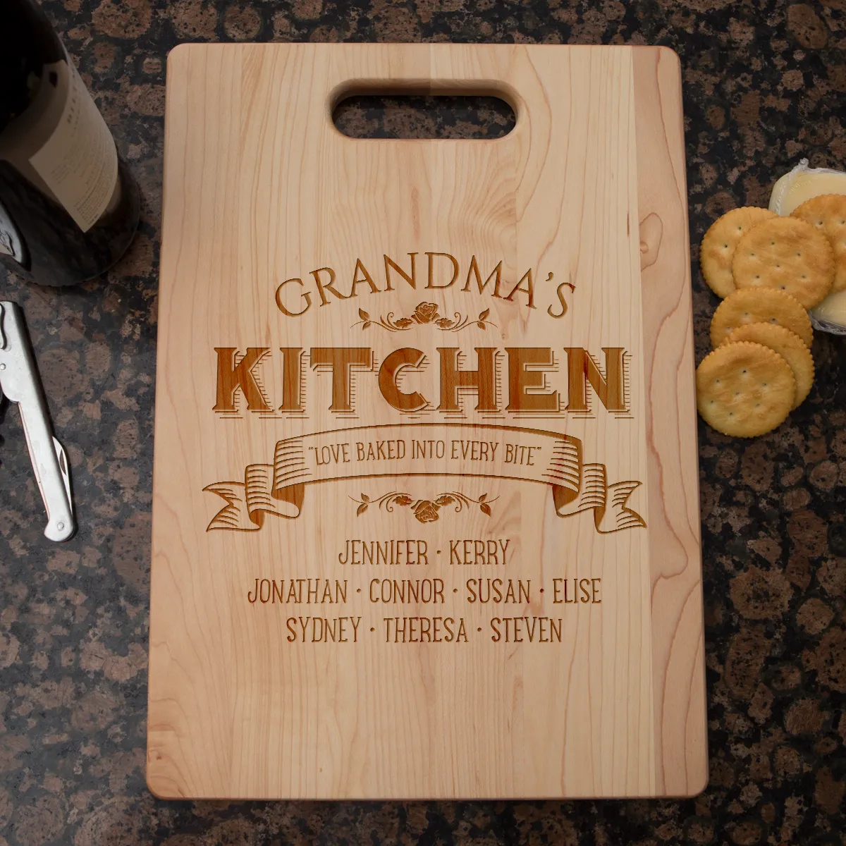 Love Baked Into Every Bite Personalized Cutting Board