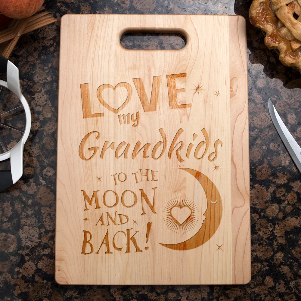 Love My Grandkids To the Moon and Back Personalized Maple Cutting Board