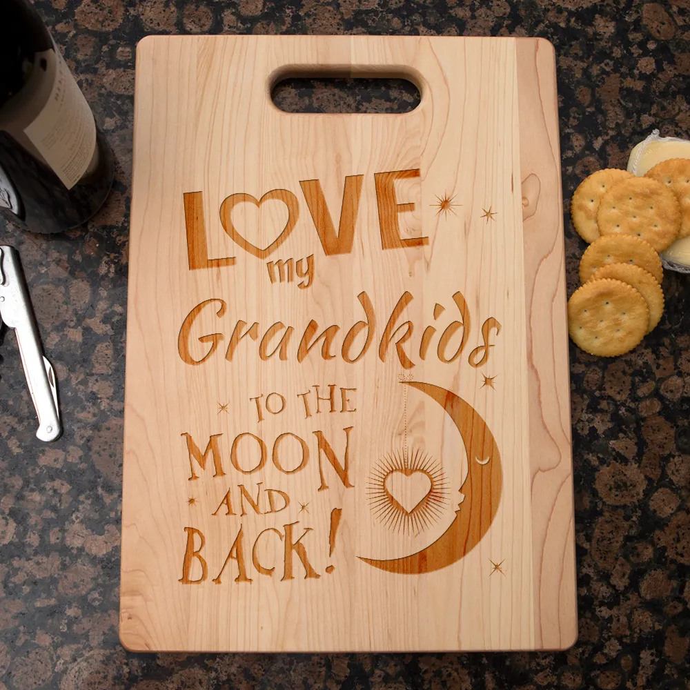 Love My Grandkids To the Moon and Back Personalized Maple Cutting Board