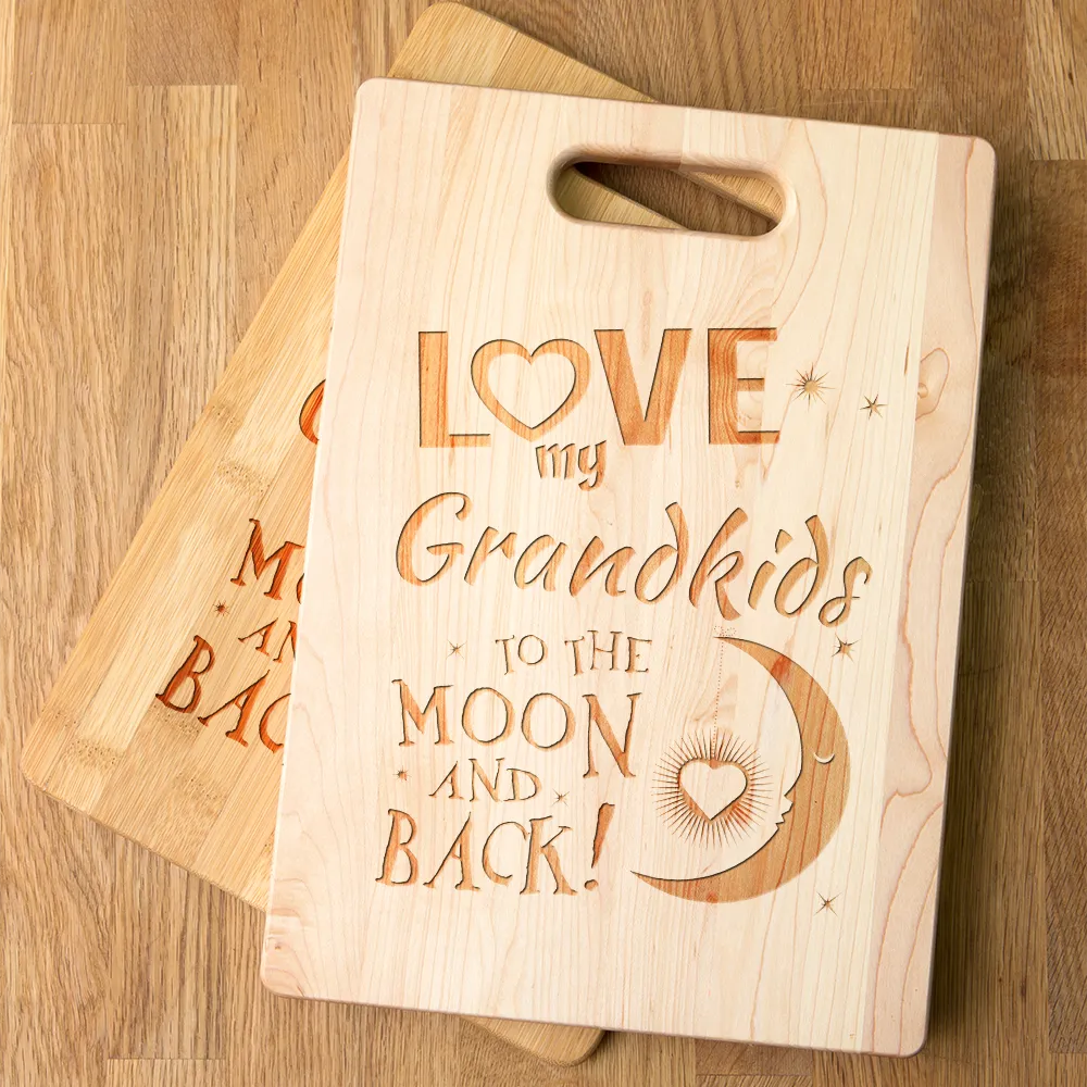 Love My Grandkids To the Moon and Back Personalized Maple Cutting Board