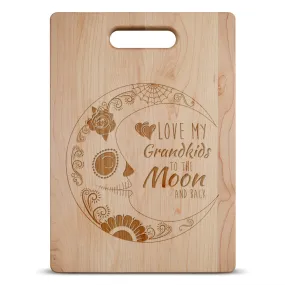 Love My Grandkids to the Moon Sugar Skull Personalized Maple Cutting Board