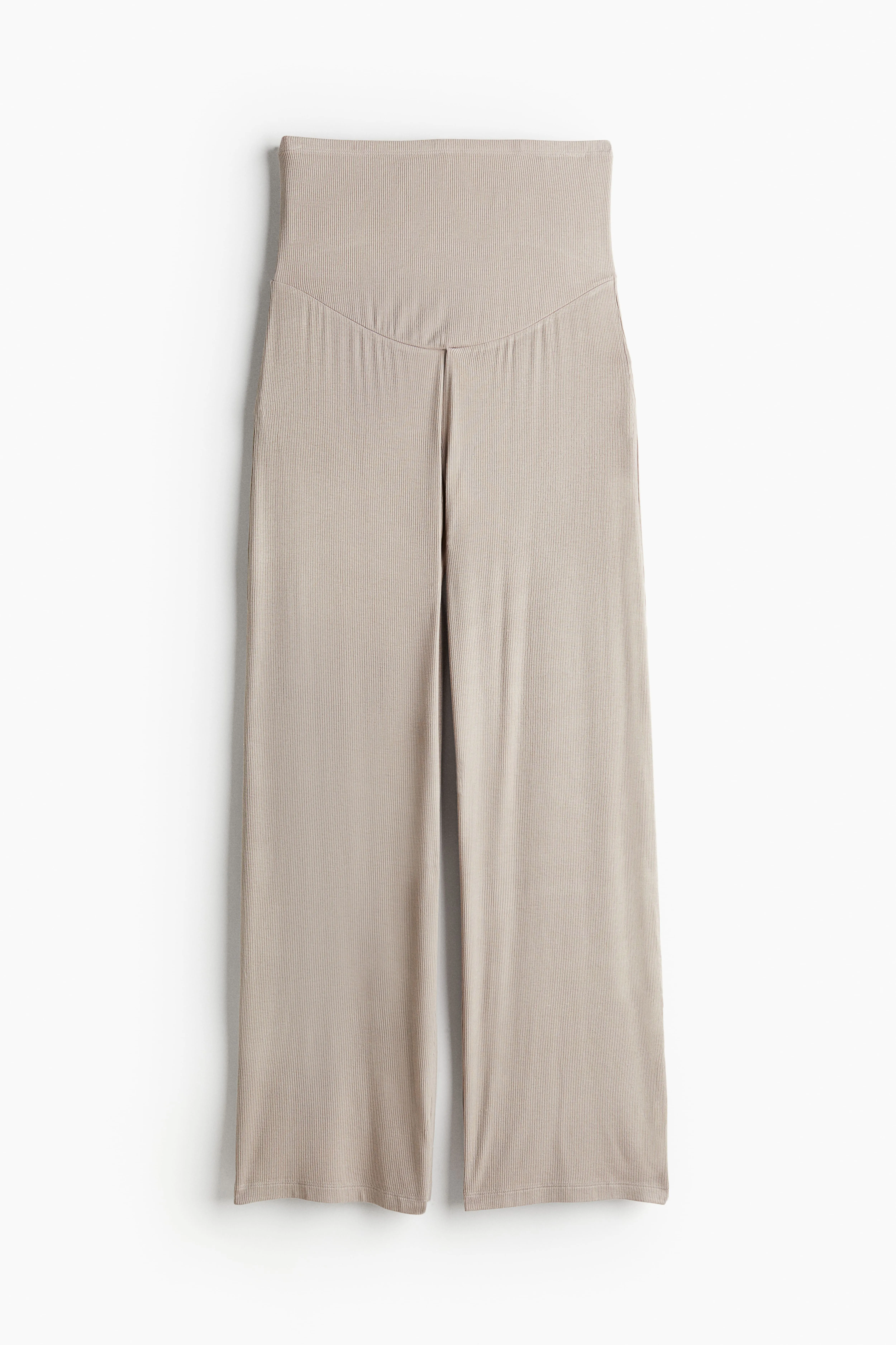 MAMA Before & After ribbed jersey trousers - Regular waist - Long - Light beige - Ladies | H&M GB