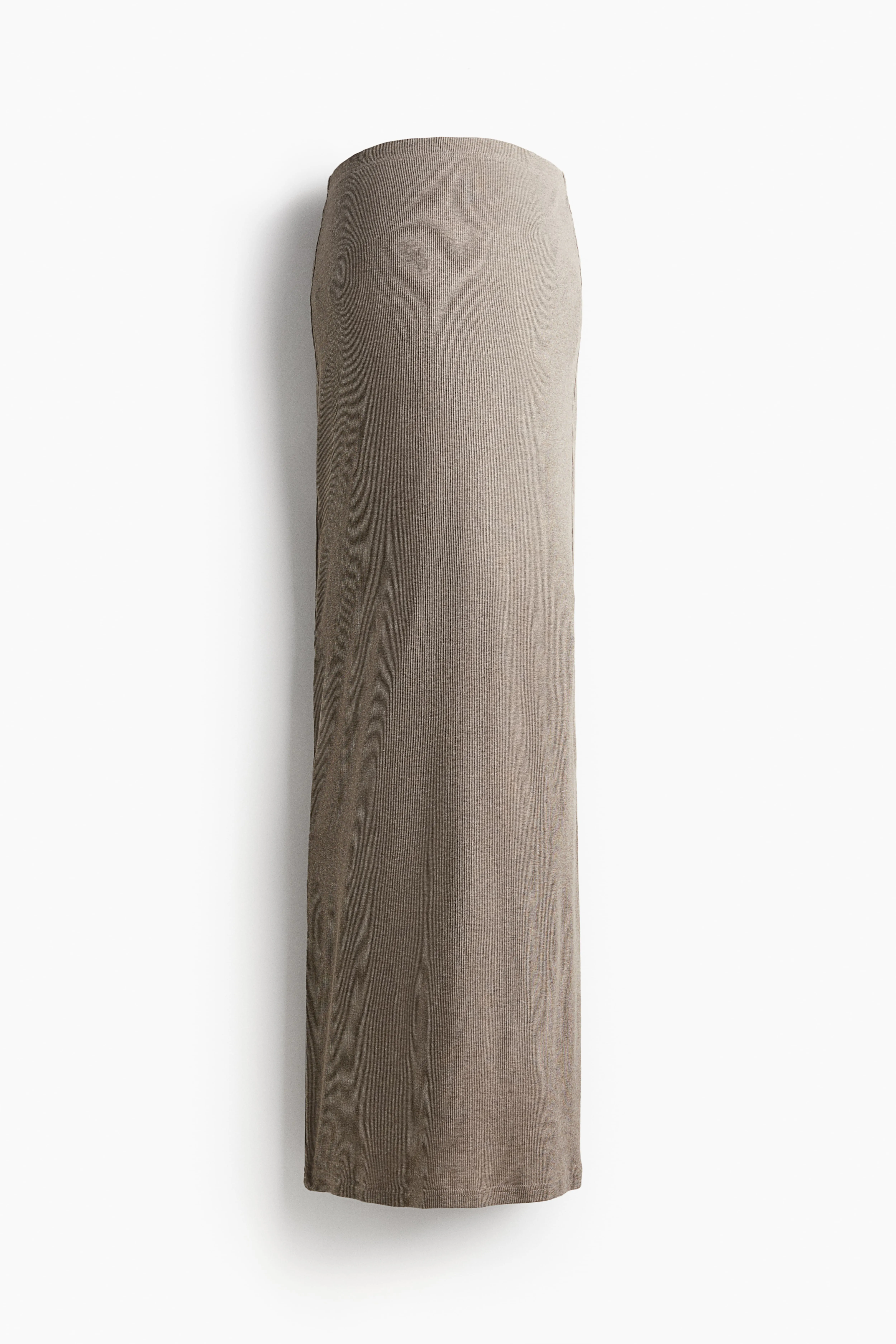 MAMA Long ribbed skirt - Regular waist - Midi - Greige marl - Ladies | H&M GB