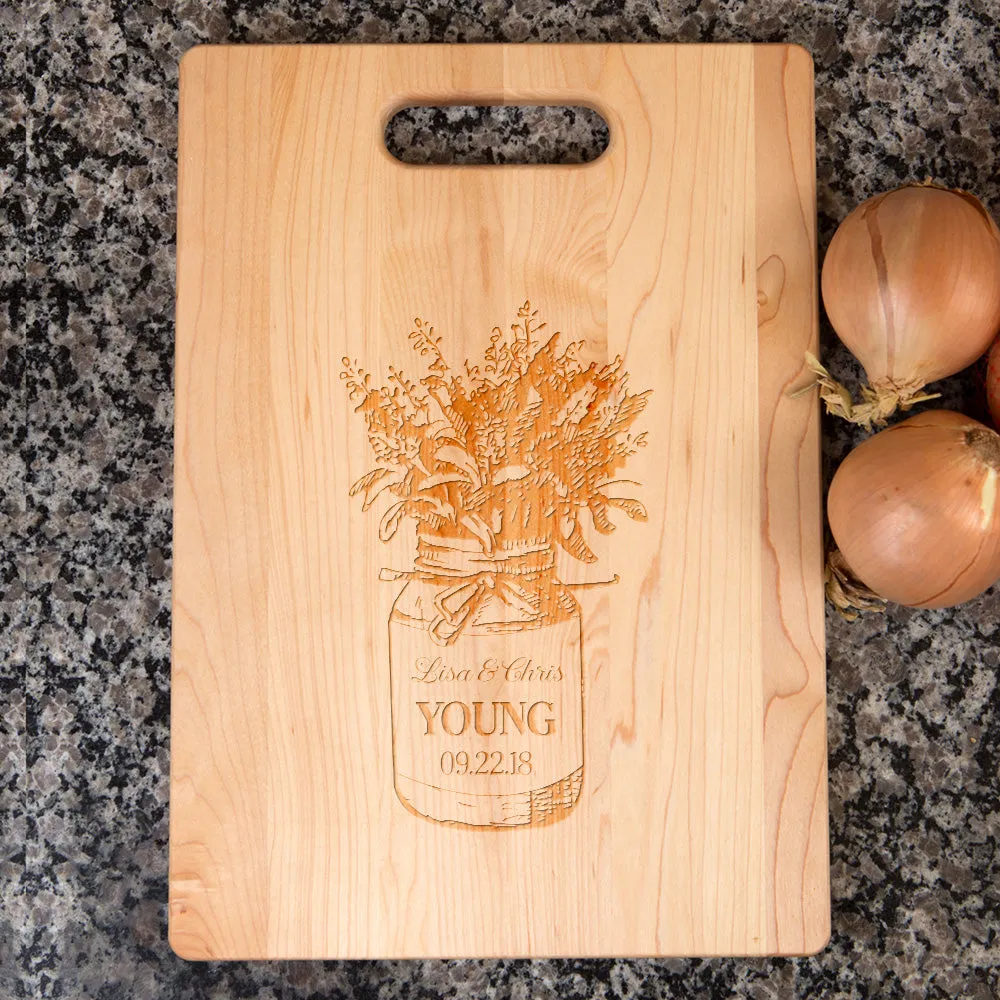 Mason Jar Personalized Maple Cutting Board